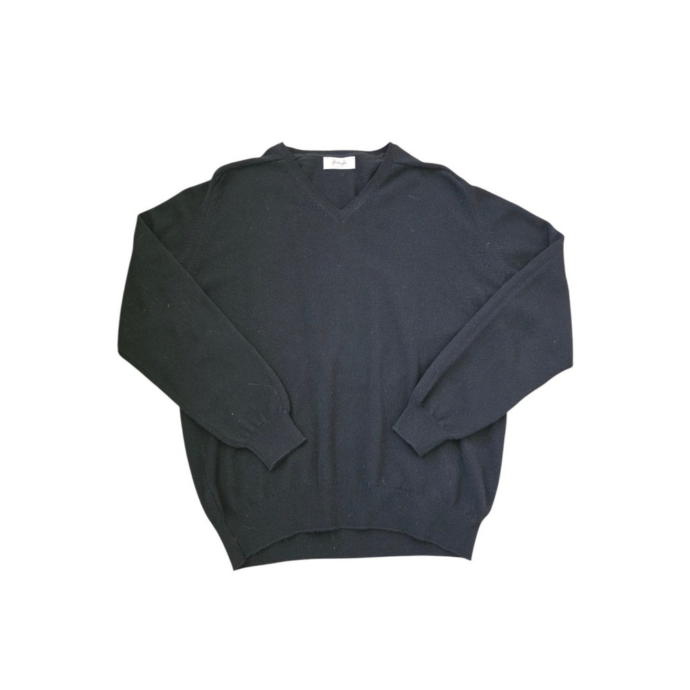 Pringle of Scotland Lamswool Black V-neck Minimalist Old Money Sweater sz XXL